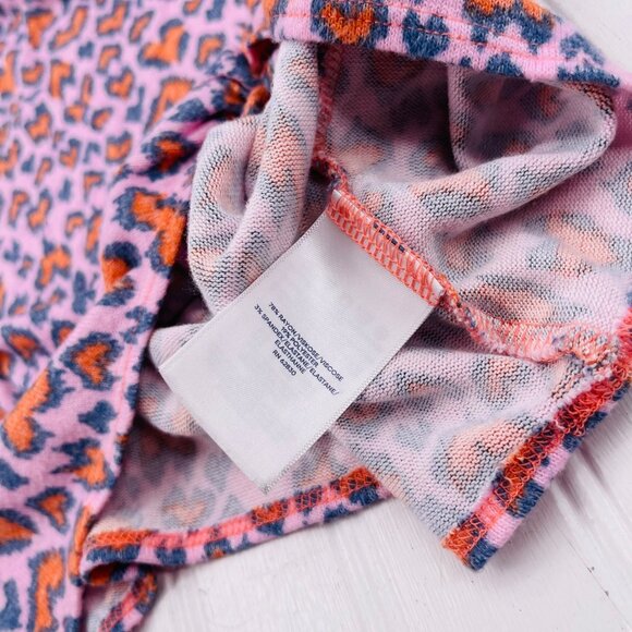 Lands End XL Womens Cowl Neck Leopard Print Top Pink/Orange - Picture 4 of 5